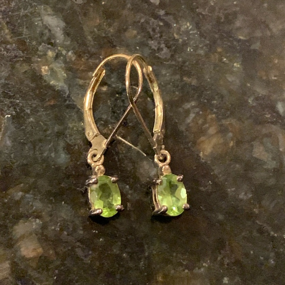 CA Gold Plater Silver Peridot Earrings